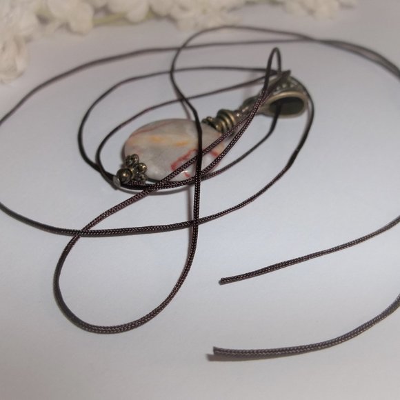 Necklace, Boho Necklace, Boho Jewelry, Faux Jasper Necklace, Gray Necklace, 7658 - Picture 6 of 10